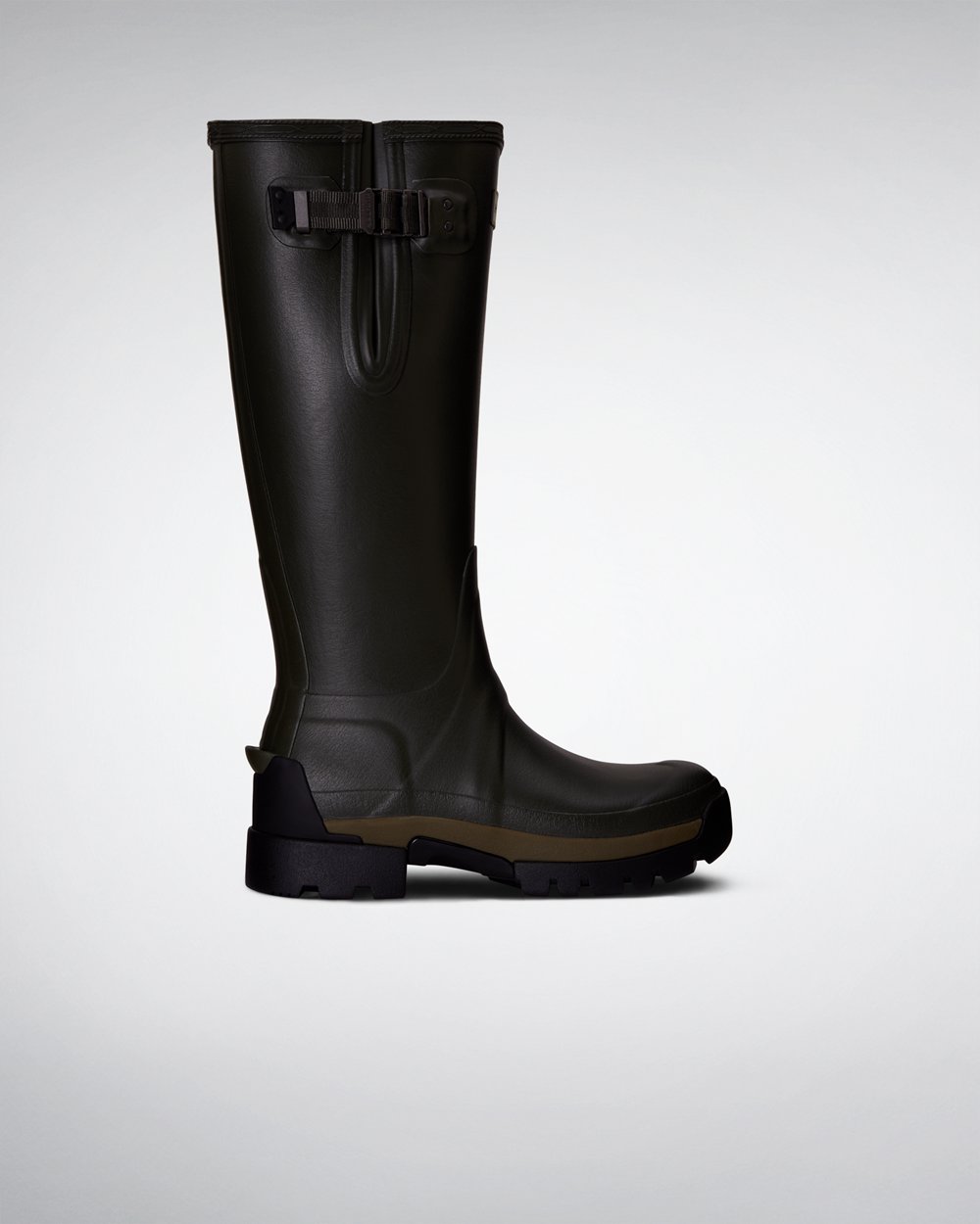 Hunter Balmoral Side Adjustable 3Mm Neoprene Tall Rain Boots - Online Shop Womens Dark Olive - MNZUI